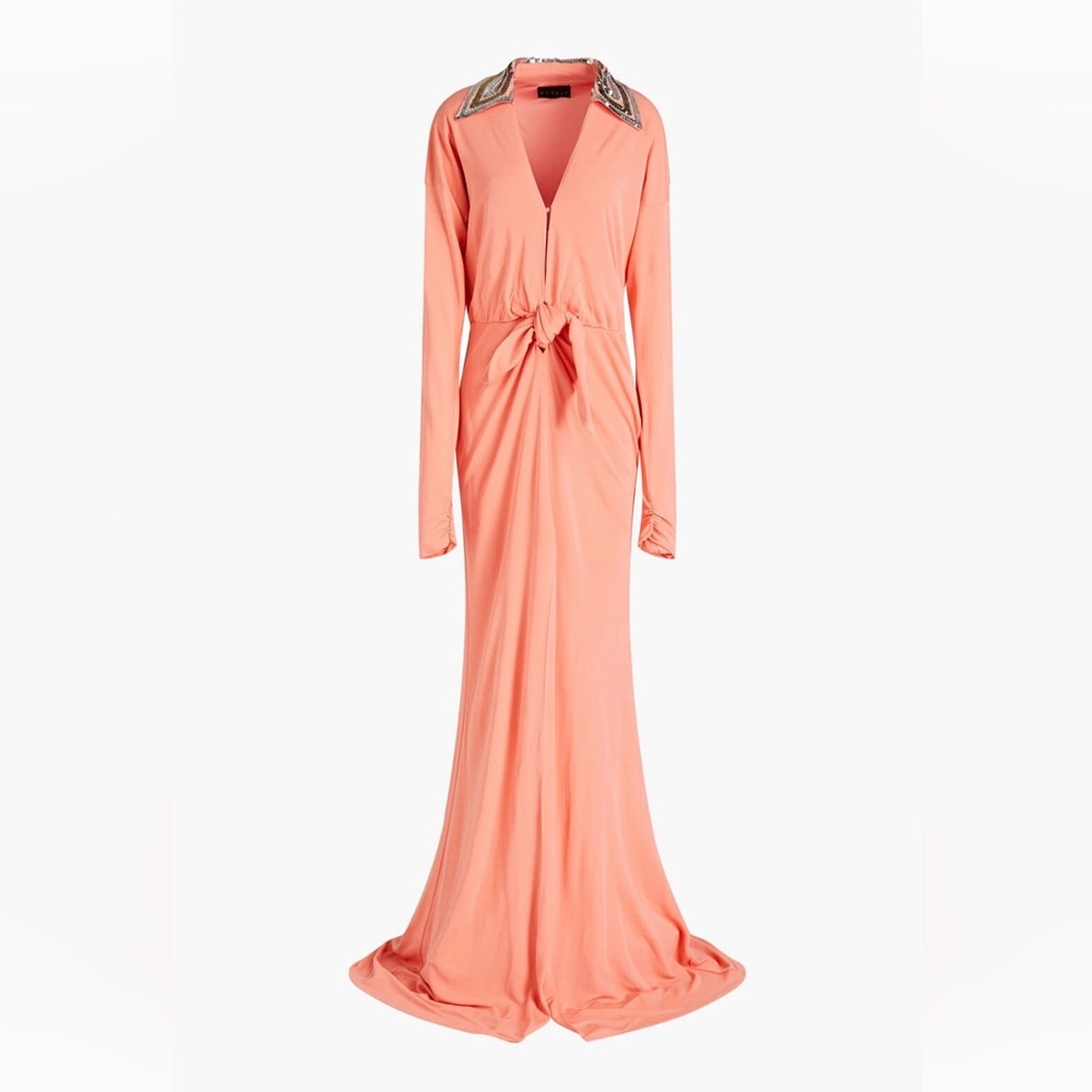 DUNDAS Coral Fabric Detail Gown
